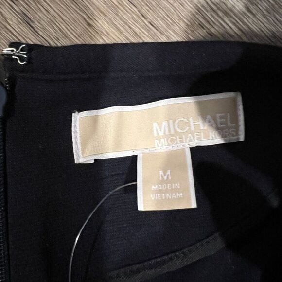 NWT Michael Kors side tuxedo stripe long sleeve dress size M - Picture 9 of 10